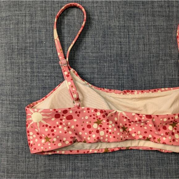 Carolina K Arianna Bikini Top Small Pink Constellation Sun Moon Stars Polka Swim - Picture 6 of 11